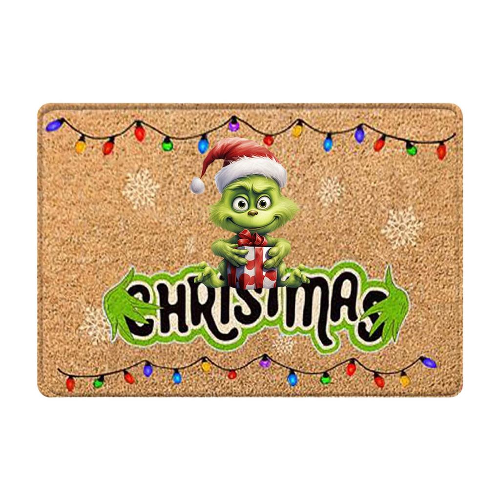 Grinch Floor Mat, Christmas Carpet, Holiday Door Mat, Green Clown Floor Mat.