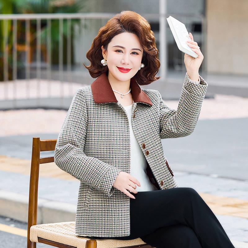 Women's 2026 Spring-Autumn Lapel Jacket for Middle-Aged & Elderly - Loose, Stylish Design