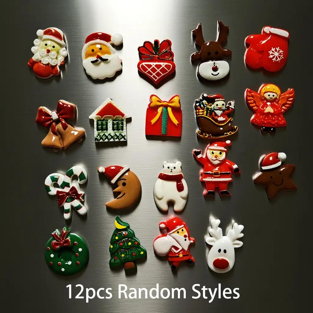A Set of 60Pcs Random Pattern Christmas Resin Accessories, Mini Christmas Ornaments, Small Christmas Decorations, Christmas Refrigerator Decorations, 