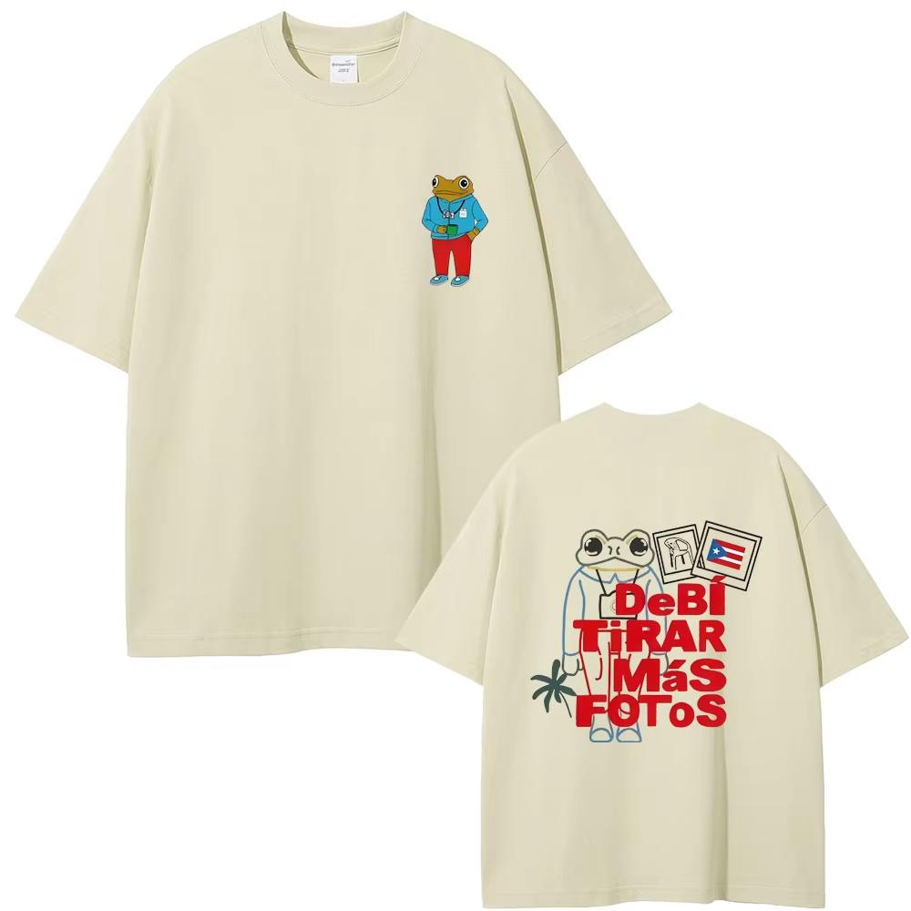 Rapper Bad Bunny Music Album Frog T-shirt Debi Tirar Mas Fotos DTMF World Tour T Shirts Men's Oversized T-shirts