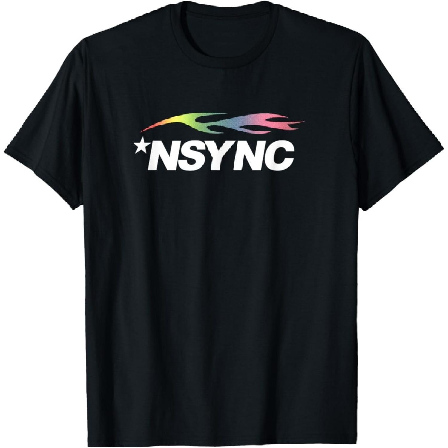 NSYNC Official Band Logo and Rainbow Flame T-Shirt S чёрный