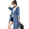 Fashion Spring Autumn Hooded Jeans Jacket Women Long Windbreaker Large Size Denim Coat Casual Tops Loose Outerwear
