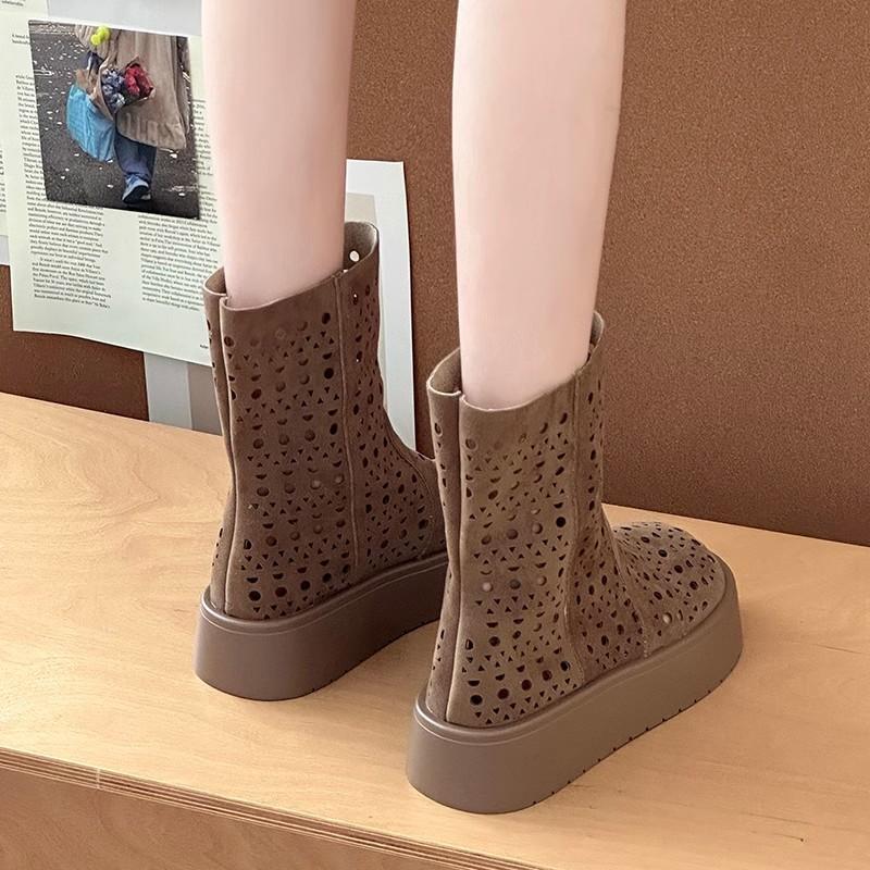 Hollow breathable short boots children's summer thin new flat-bottomed casual Martin boots hole cool boots