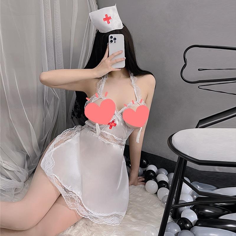 Sexy lingerie breast leakage nurse uniform large size chef girl cosplay backless nightclub free from pure desire