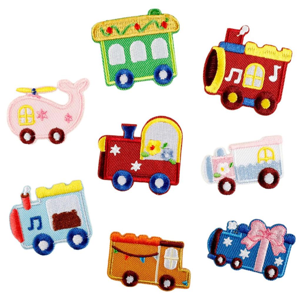 8PCS Cartoon Automobile Iron On Patches Embroidery Applique For Kids Clothing Jackets Backpacks Hat Bag Sewing Supplies