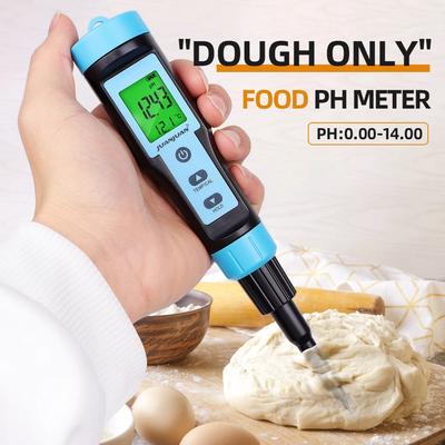 Lebensmittel-pH-Meter mit Edelstahlsonde Hochgenauer Temperatur-pH-Tester für Fleisch Einmachen Käse Teig Wasser Obst Boden pH-Detektor