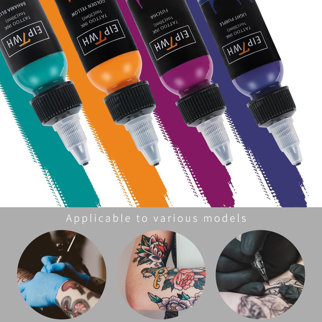 30ML Tattoo Ink - 10 Colors, Vibrant with Fine Particles, Easy to Apply