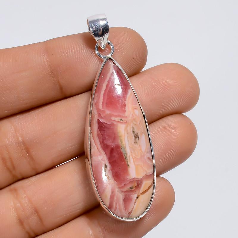 

Amazing Top Grade Qualite 100% Natural Rhodochrosite Pear Shape Ethnic Style Handmade Jewelry 925 Steling Silver Plated Pendant 2 WSJ-5020 2