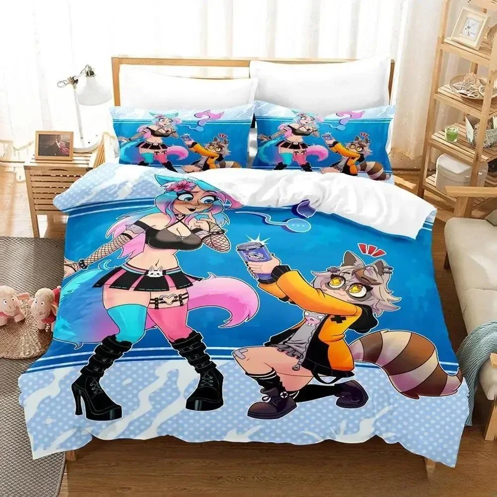 3D  Sexy Girls Silvervale VTuber Bedding Set Printed With Pillowcase Bed Duvet Cover Soft Queen King Size Bedclothes Home