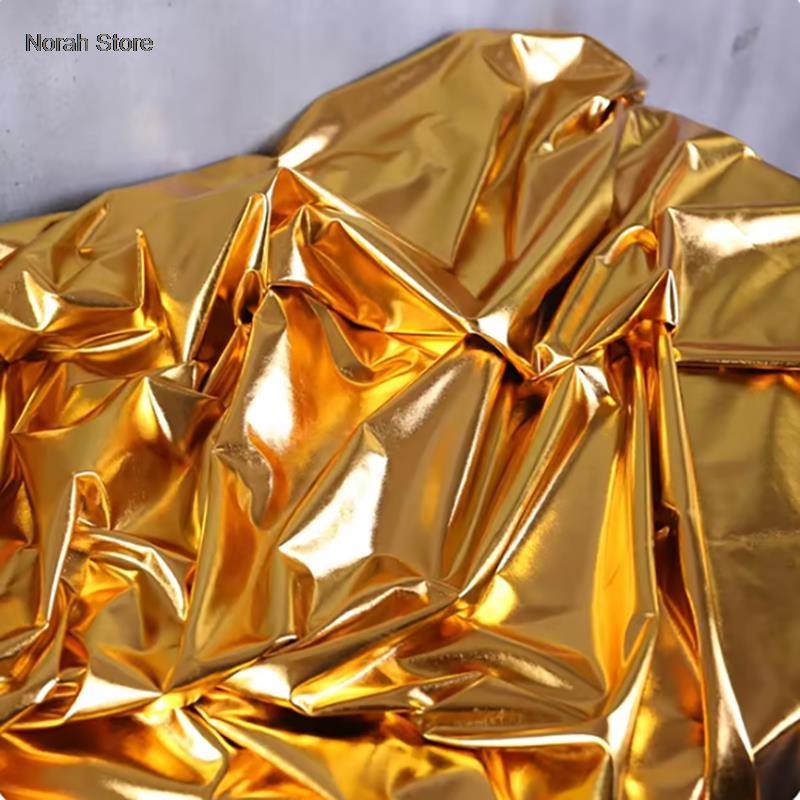 Gold Glänzende Farbe Vierseitig Dehnbarer Stoff Vollversion für Hochzeitskleid Dekoration Bühnenauftritt Kostüm Fabri