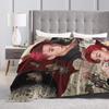 Kpop Ateez Choi San Blanket Warm Print Plush Throw Blanket For Bedroom Picnic Flannel Bedspread Bed Cover