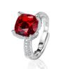 Popular European and American luxury square ice flower cut high carbon diamond ring, celebrity feeling colored treasure ring