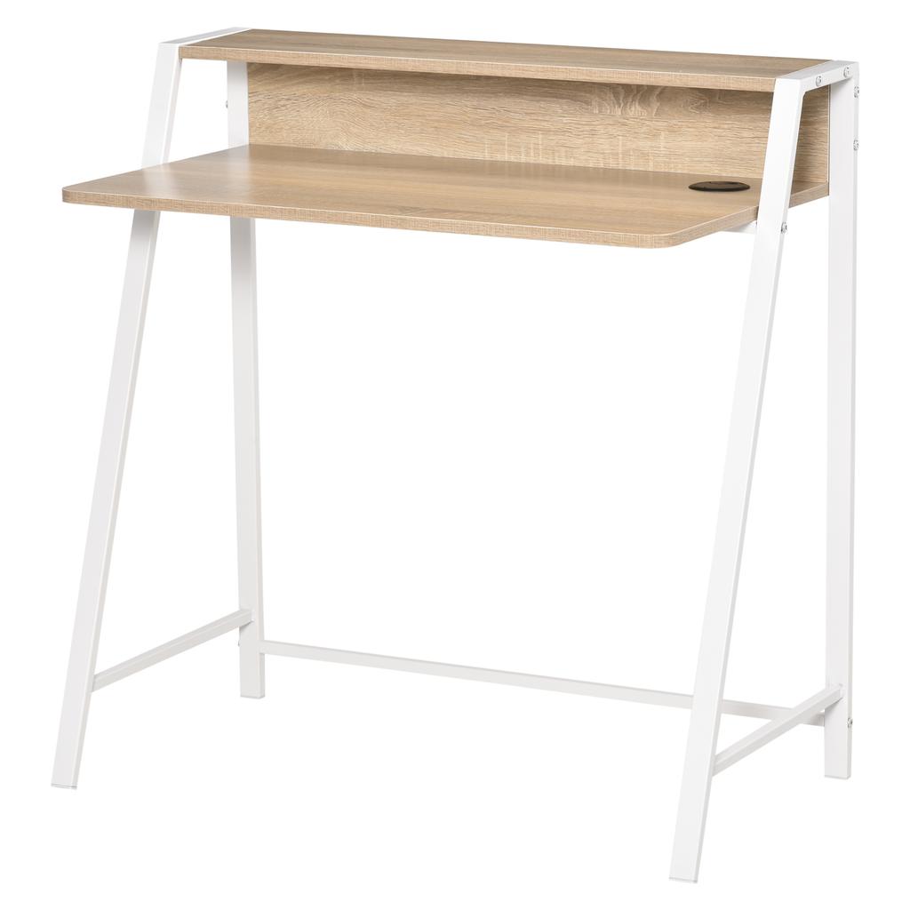Schreibtisch Computertisch Home Office PC Laptop Workstation Ablagefach 84L x 45B cm Weiß und Eiche