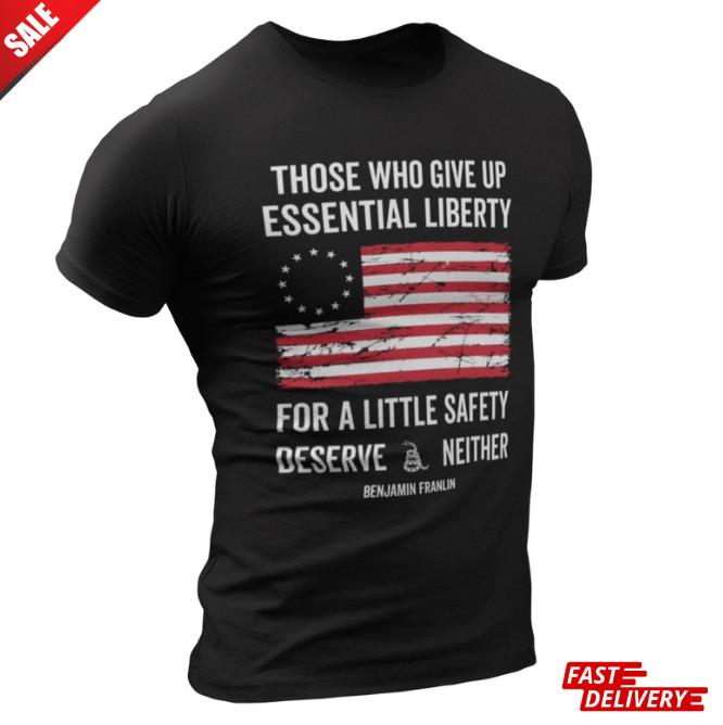 Benjamin Franklin Quote T-shirt Liberty For Security American Patriotic T-shirt! Unisex T-Shirt XL