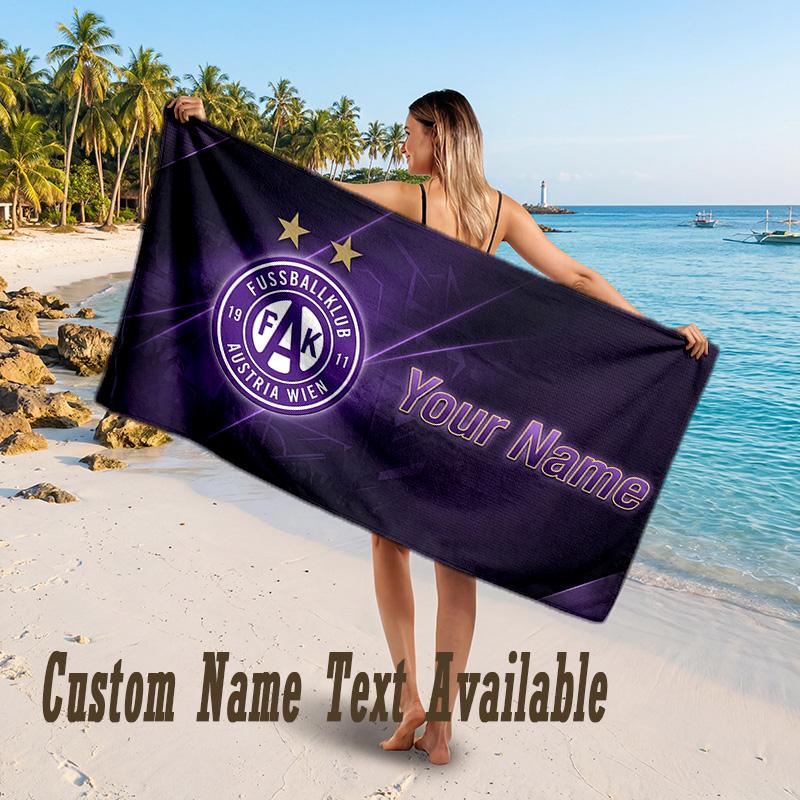 Austria Wien FC Design Beach Towel Custom Text Large Towel for Beach Vacation