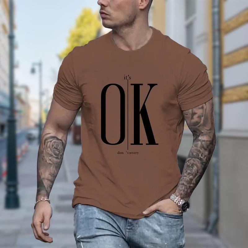 

Новая летняя мужская модная футболка Personality OK Printed Men s T-shirt Top 8XL коричневый