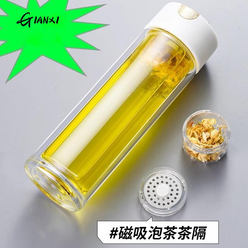 320ML Magnet Glasses Double-layer High Borosilicate Glass Cup With Lid Transparent Tea Water Separation Cups Drinkware