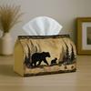 1pc Rustic Vintage Woodland Nature Tissue Holder - Bear Forest Pine Tree, Sturdy Napkin Organizer for Vehicle, Kitchen, Dining, Home Decoration - Deco