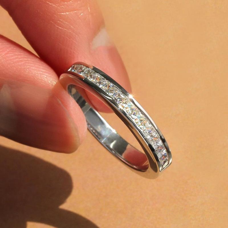 New Minimalist Thin Rings for Women Wedding Brilliant Cubic Zircon High Quality Versatile Female Finger Ring Jewelry