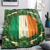 1Pc St.Patrick's Day Print Flannel Blanket, High quality Comfortable for All Seasons, Home Decor, Warmth and Comfort, Perfect for Christmas Gifts W69
