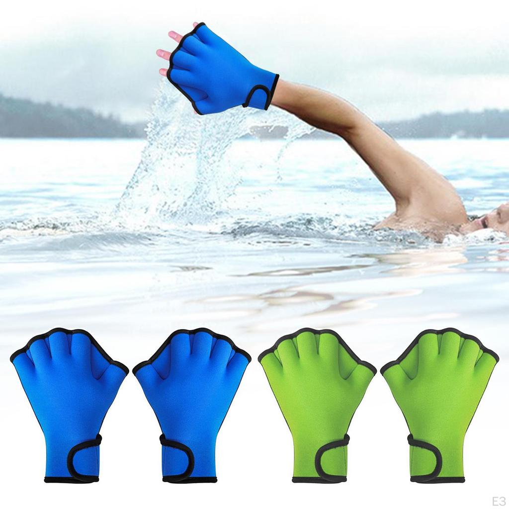 Swim Webbed Gloves Aquatic with Wrist Strap Fingerless Diving for Paddle