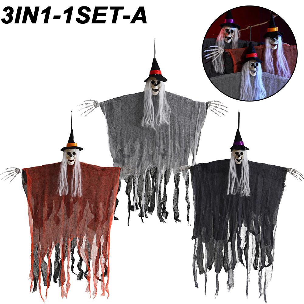 Halloween Decoration Props Hooded Skeleton Hanging Ghost Haunted House Secret Room Party Trick Door Hanging Ghosts