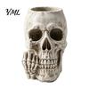 Resin Succulent Planter Gothic Skull with Middle Finger Design, Skeleton Flower Pot Punk Style Room Accessories for Succulents, Funny Plant