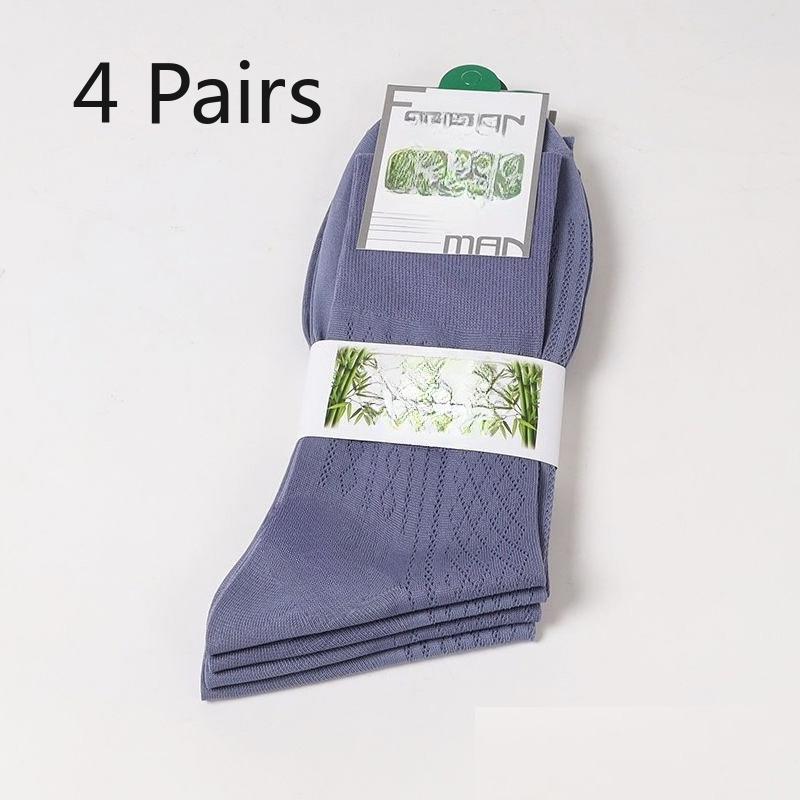 4 Pairs of Men's Summer Thin Anti Hook Silk Non Elastic Non Foot Middle Aged Loose Tube Socks
