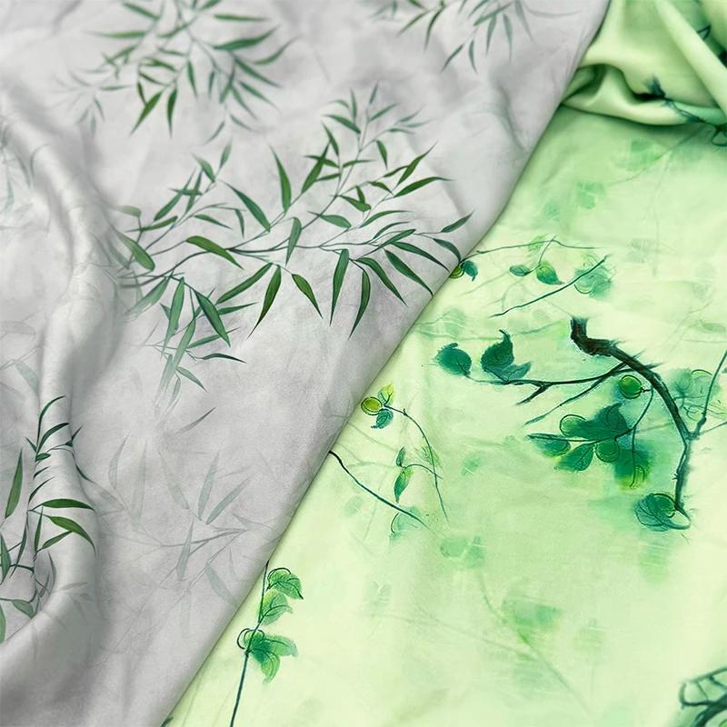 New Chinese Style Imitation Acetic Cloth Satin Cloth Qipao Skirt Material Clothing Fabric Diy Handmade Cloth Head Color Printing