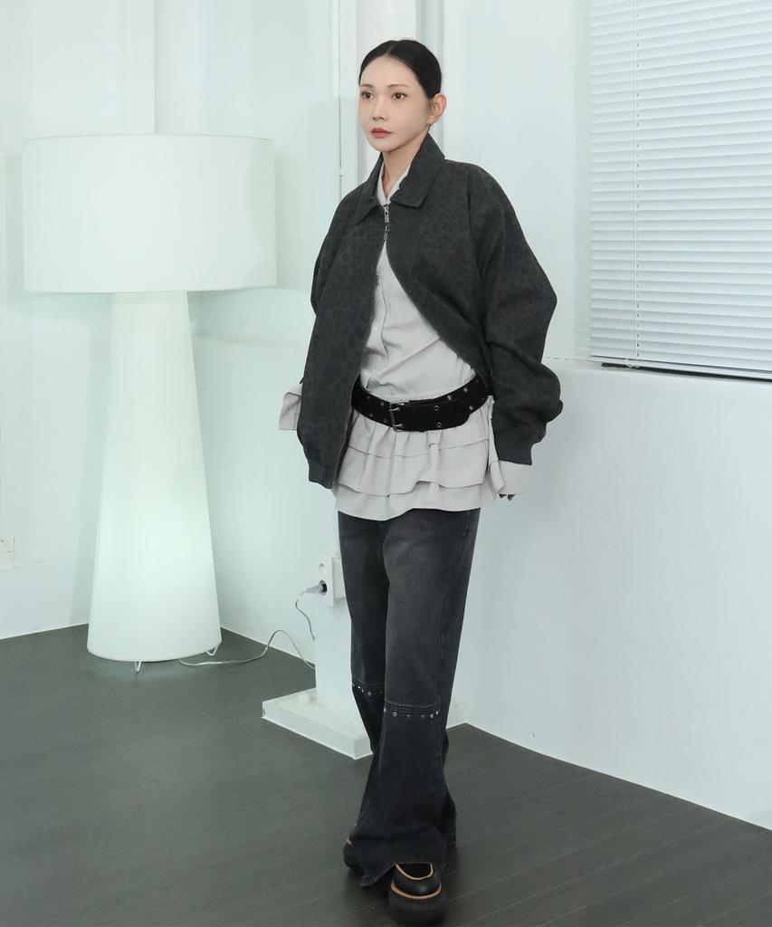 PLACE STUDIO Big Pocket Layered Three-Tiered Frill Wrap Skirt Set Blouse Shirt _ 3 Colors