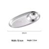 ZISIZ 304 Stainless Steel Egg-Shaped Snack Plate with Sauce Compartment - Silver, 3-Piece Set