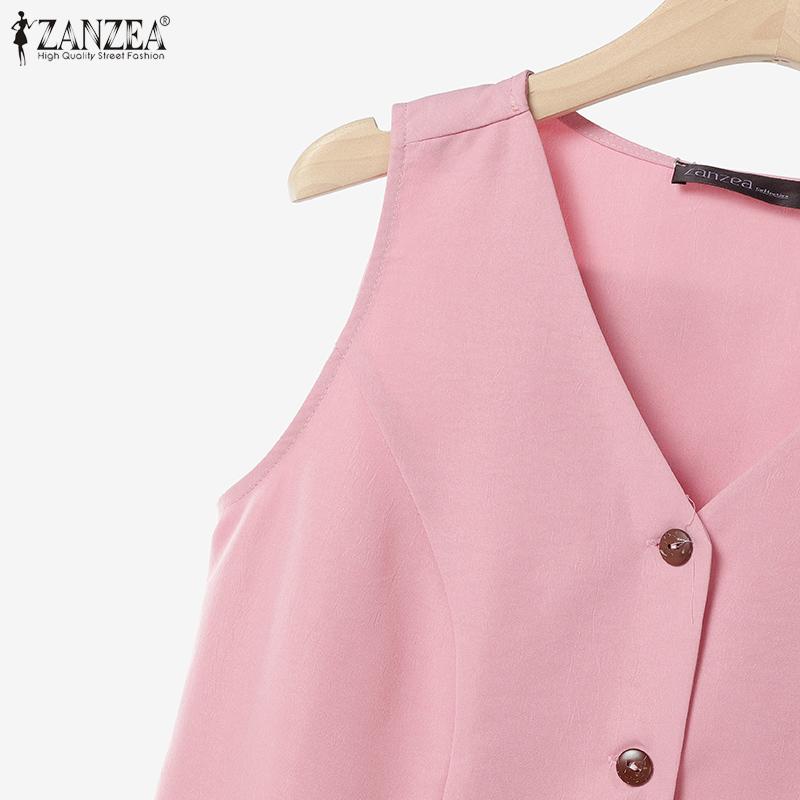 ZANZEA Dámské bezrukávové topy a kalhoty Letní dvoudílné soupravy