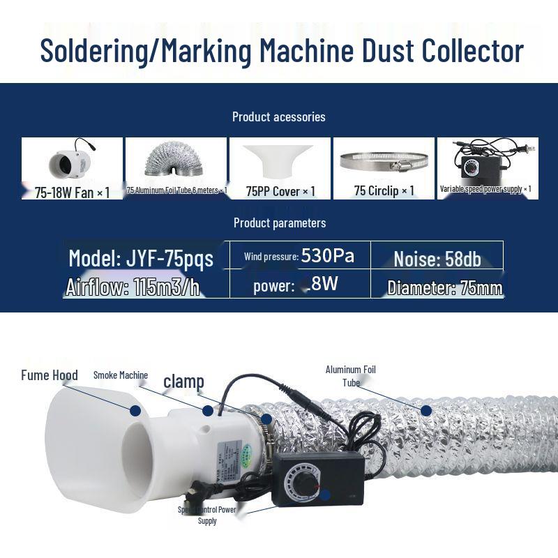 Compact Solder Fume Extractor and Laser Engraving Dust Removal Fan