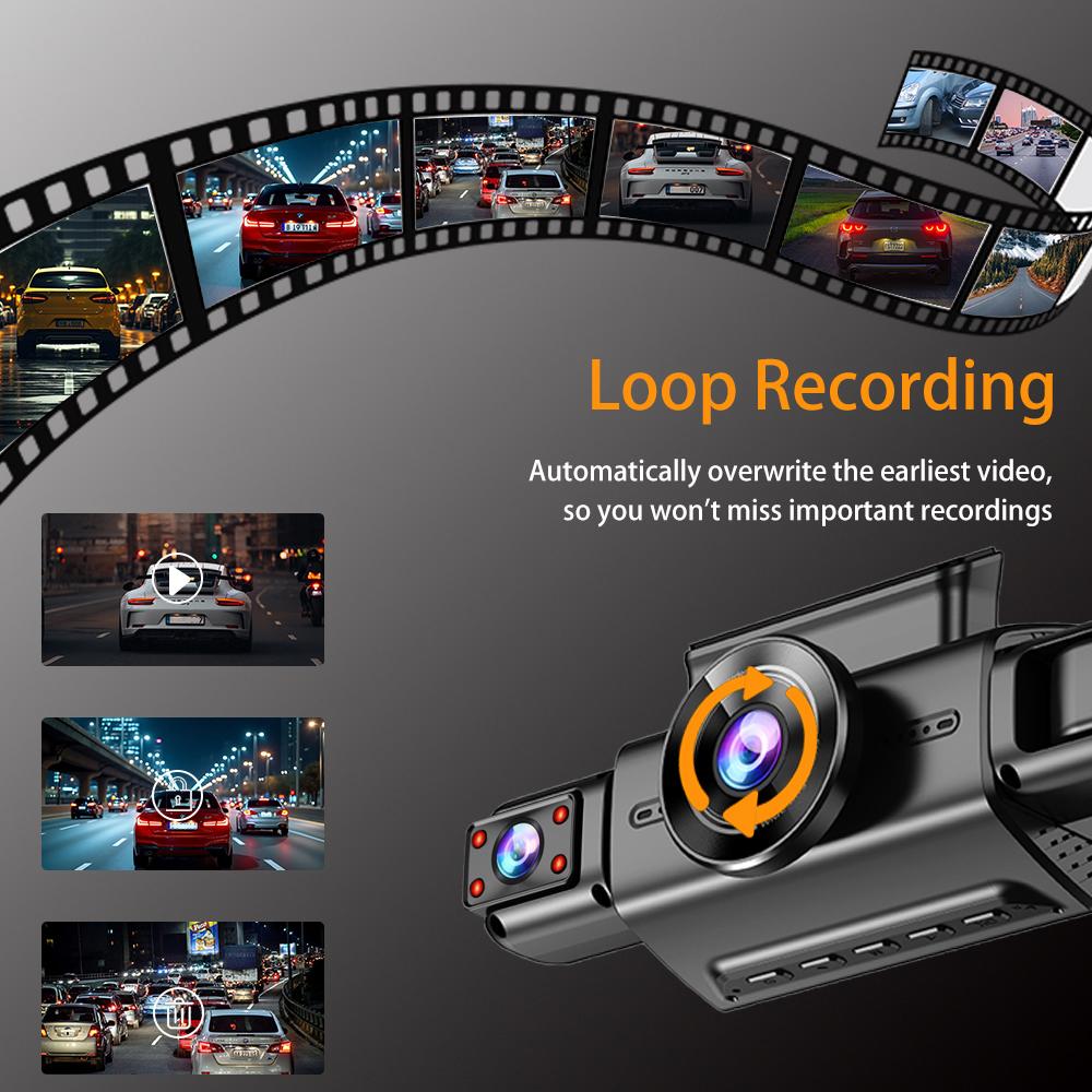 4-Channel 360 Degree Dash Cam For Cars WIFI APP Car DVR 2.5K 2560*1440P 4 Camera Lens Video Driver Recorder Rear View Camera