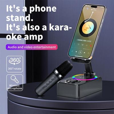 K-18 360° Rotating Mobile Stand with Bluetooth Speaker & Microphone for Live Streaming