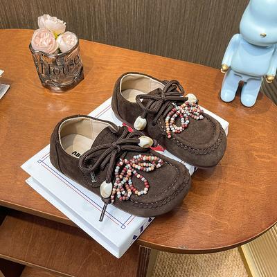 Petites chaussures en cuir pour enfants automne et hiver Birkenstocks polyvalentes pour enfants chaussures type bonnet à semelles souples antidérapantes