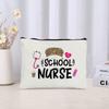 Nurse Life Love Leopard Printed Canvas Cosmetic Bag Travel Sundries Zipper Storage Pouch Office Supplies Pencil Case Nurse Gift