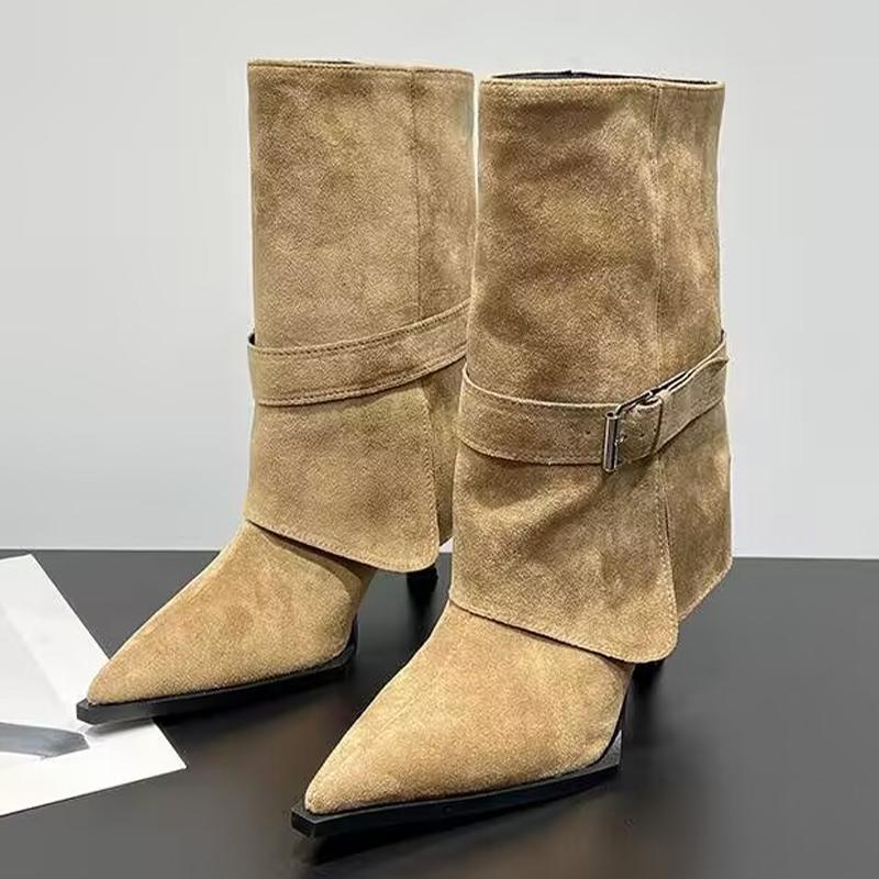 Fashion High Heels Women Ankle Boots Pointed Toe Fashion Dress Shoes Luxury Suede Winter Botas 2025 Designer Pumps Mujer Chelsea Boots