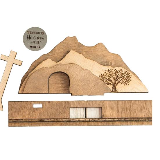 Wooden Empty Tomb Easter Decoration Jesus Resurrection Scene Table Sign Home Office Table Shelf Catholic Religious Ornament Christian Gifts