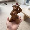 Funny Holiday Table Decor Christmas Highland Cow Figurine, Sexy Statue with Santa Hat Durable Resin Art & Xmas Bikini, Creative Desktop Tabletop