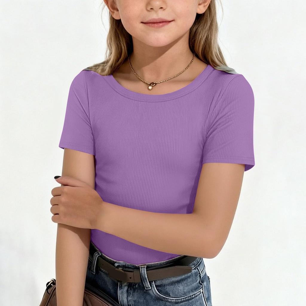 Children's Striped Knit Short-Sleeve Fitted T-Shirt