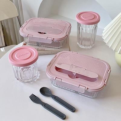 Bolimei 2023 Koreanisches Lunchbox-Set aus Glas – mikrowellengeeignete und frischhaltende Behälter für Studenten.
