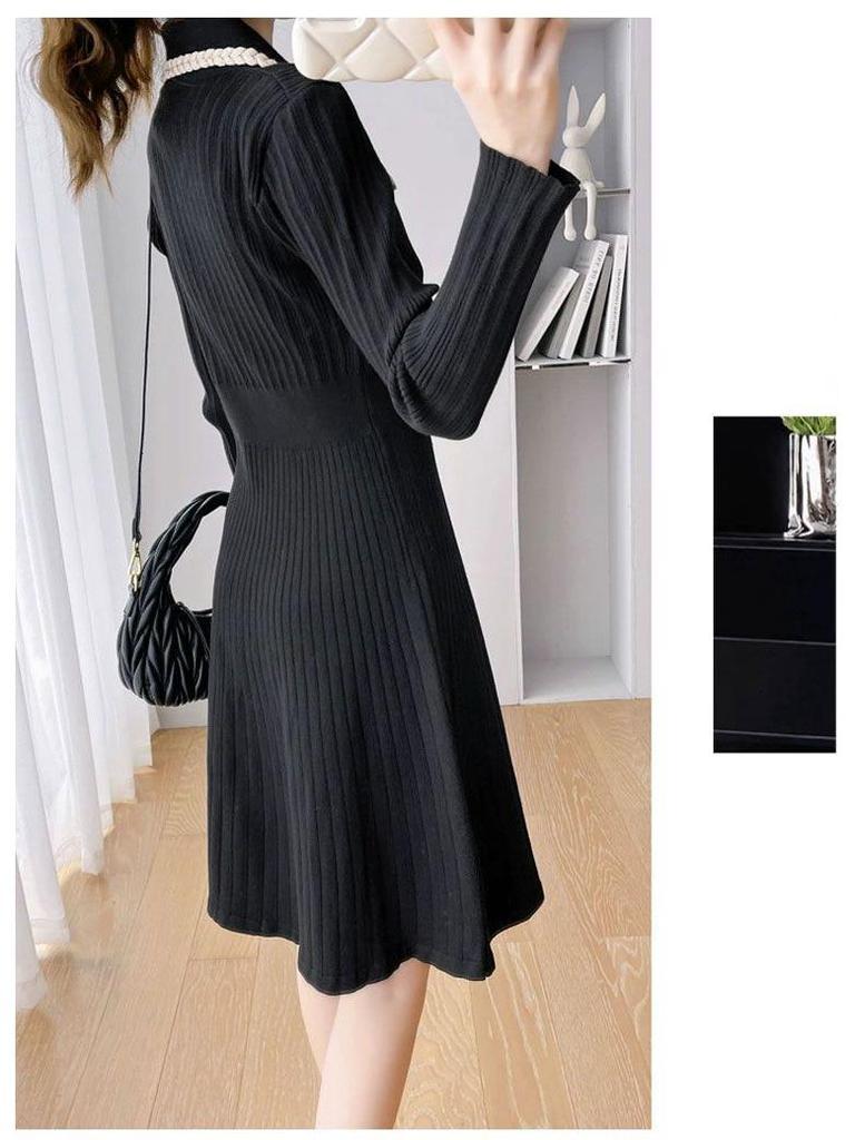 Elegant French Chic Knit Dress for Women - New Autumn/Winter Arrival, Perfect As a Base Layer or Inner Wear, Pairs Well with Coats.
