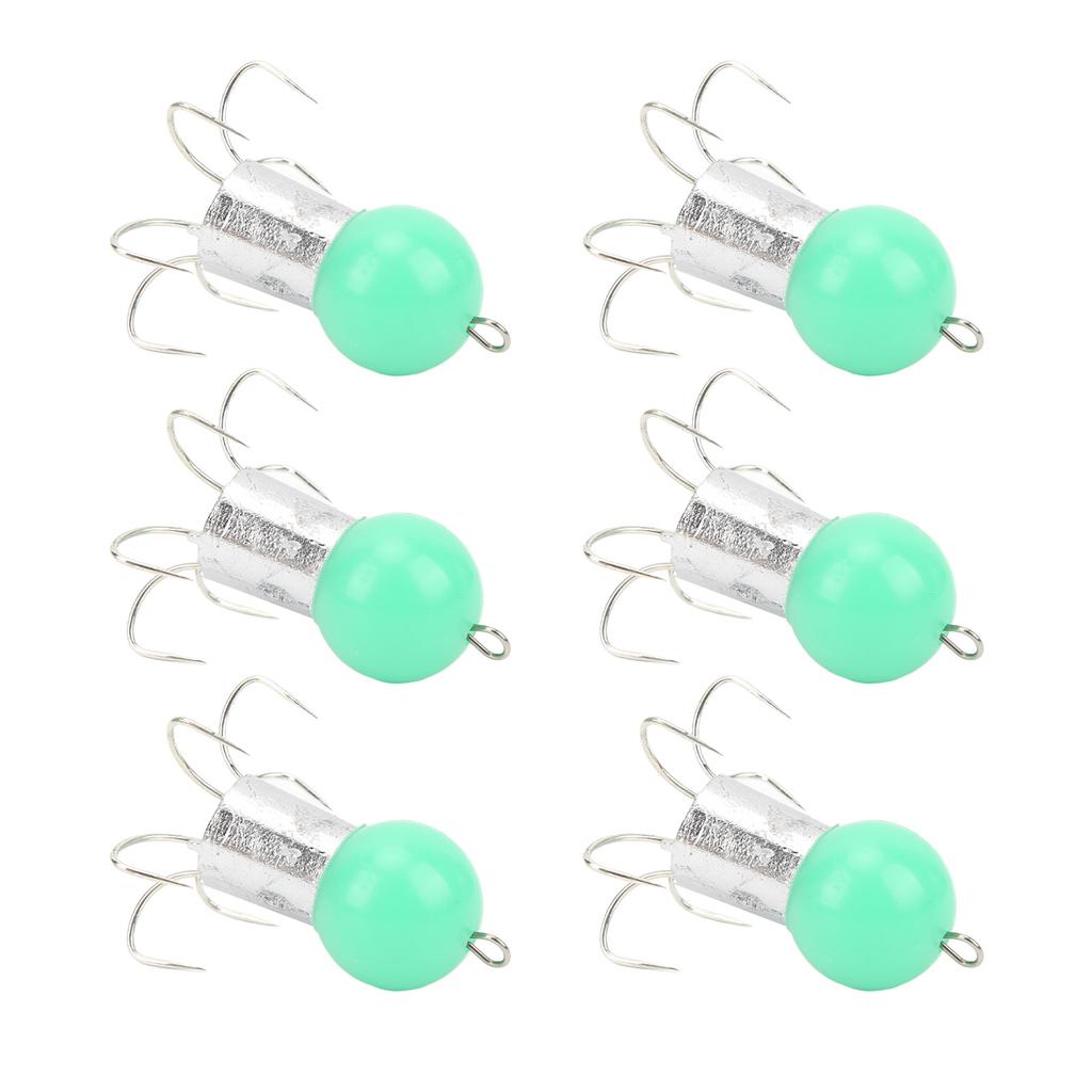 6pcs Squid Hook 6 Needle Stainless Steel Lifelike Squid False Bait Hook for Sea Fishing Emerald
