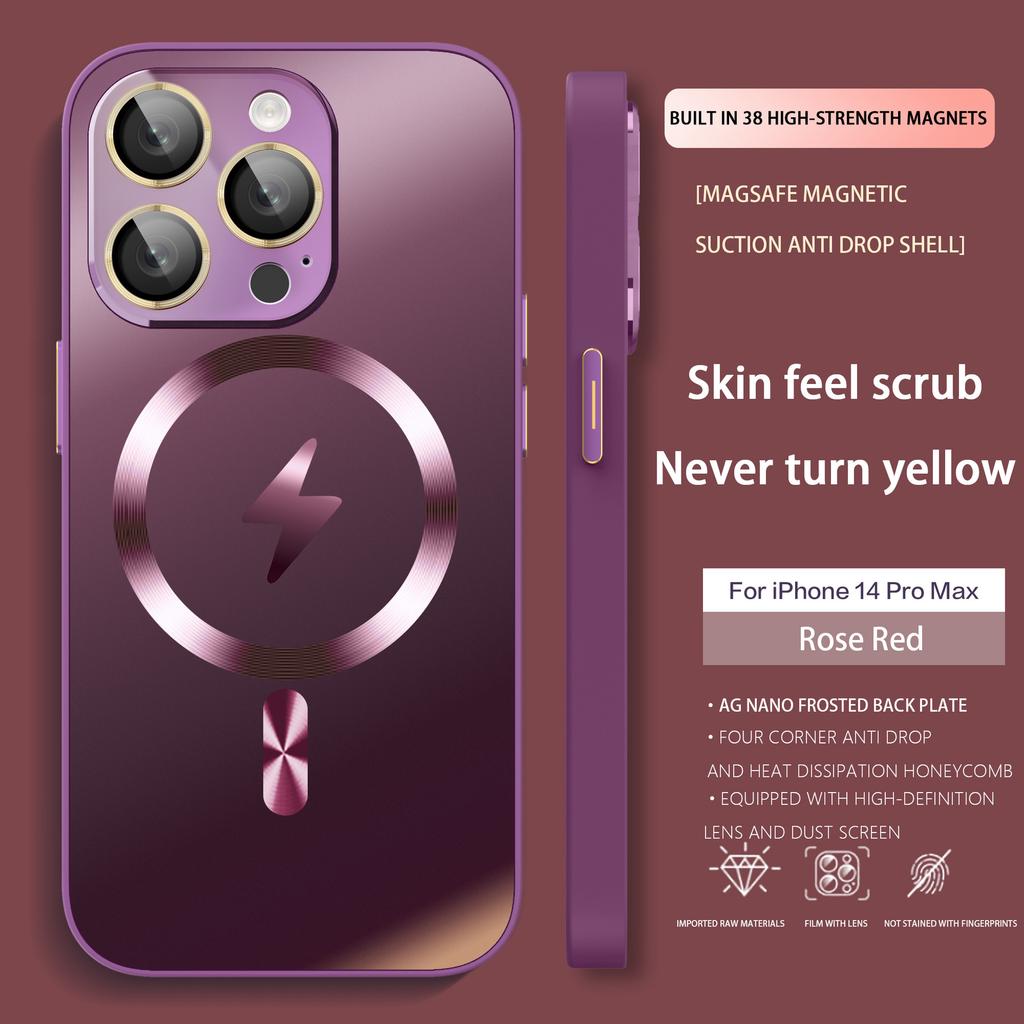 Apple 17 magnetic suction mobile phone case 16promax matte magsafe for iphone15 lens film anti-drop cover