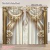 2Pcs Elegant Golden Flower Pattern Curtain For Home Decor Royal Style Curtains For Bedroom Office Kitchen Living Room