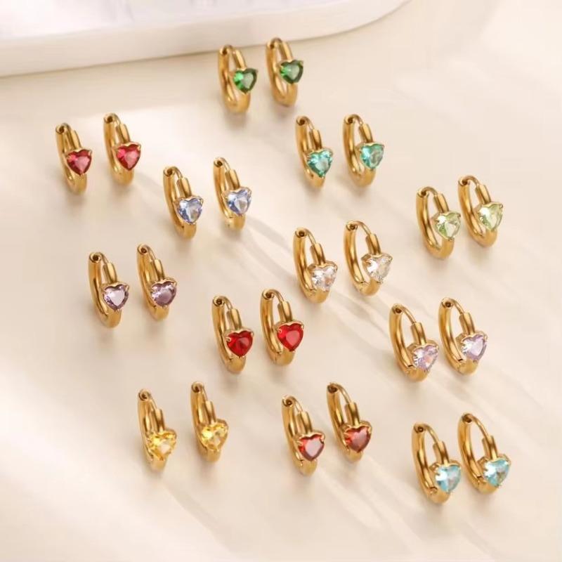 Niche Cold Wind Fashion Heart-shaped December Diamond Earrings Women's Personality Versatile K Golden Ear Jewelry