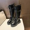 Fall/Winter  New Thick Leg Boots Knight Boots Plus Size Round Toe Rivet Belt Buckle Platform Tall Boots