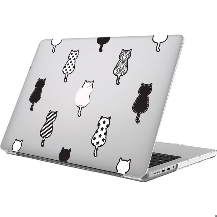 Coque pour MacBook Air 15 Pouces M4 M3 M2 2025 2024 2023, Protection Rigide Antidérapante Motif de Chat de Dos