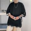 Summer Men's T-shirts Loose Mid Length Plus Size Three Quarter Sleeves Streetwear Outdoor Top